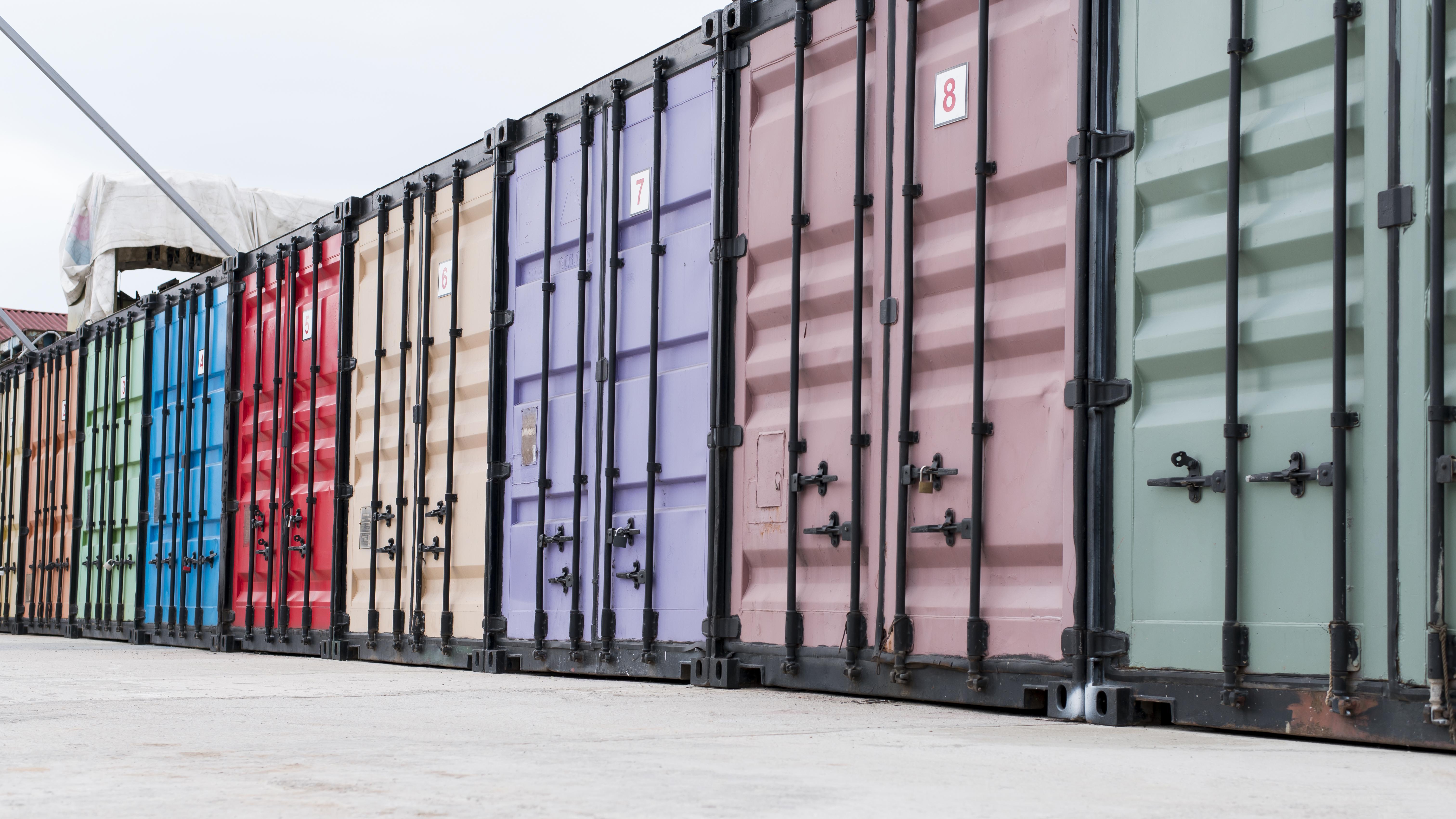 Stacked shipping containers